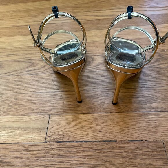 Calvin Klein Golden Heeled Sandal - 4" - Square Toe & Stunning- Size 6 - Picture 8 of 10